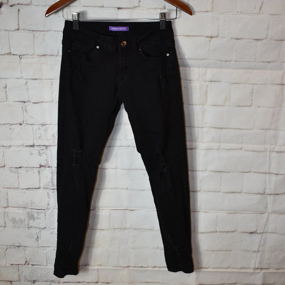 Bamboo jeans Youth Black Distressed Jeans NWOT